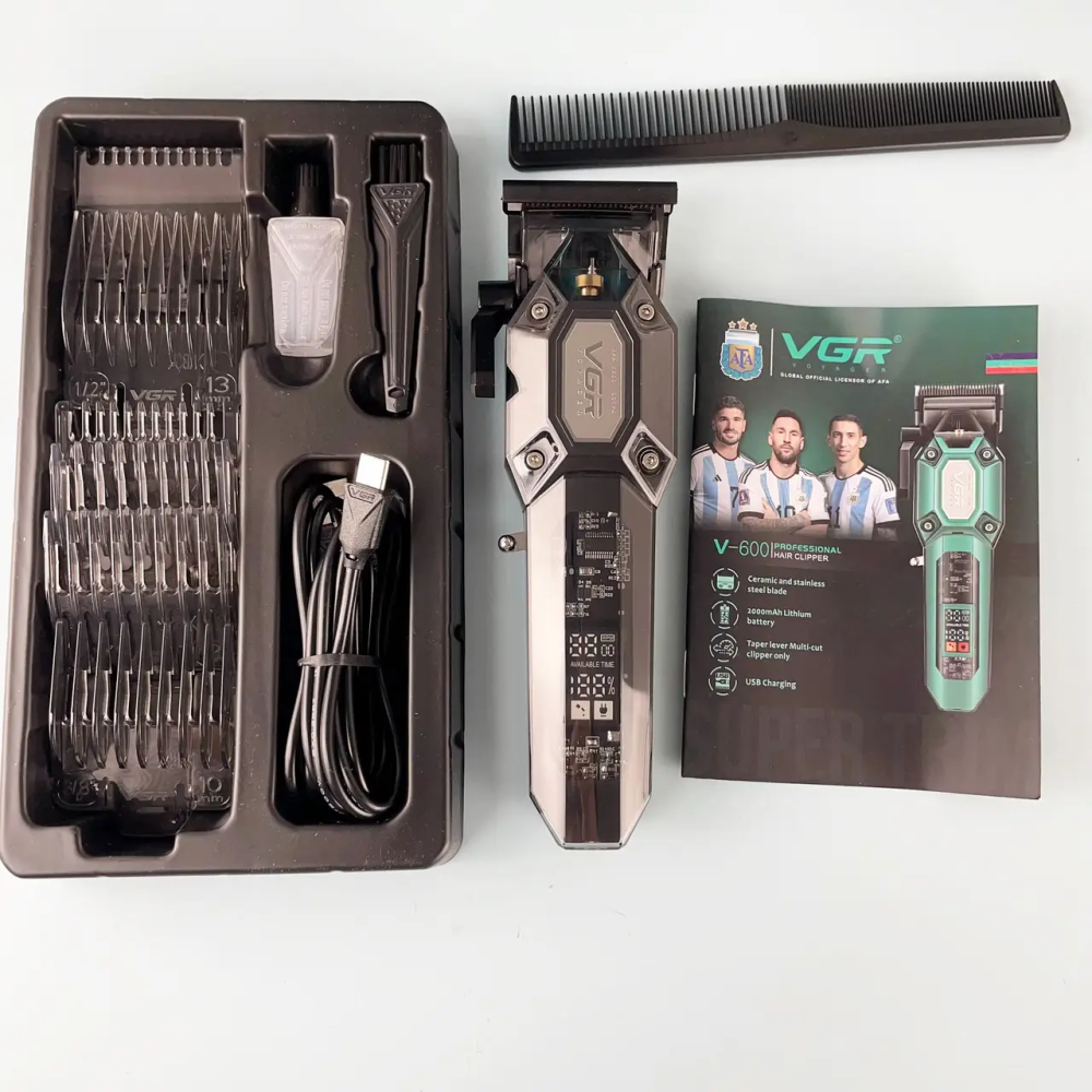 Машинка для стрижки аккумуляторная VGR V-600 clipper LCD (6 насадок) Винница - изображение 3