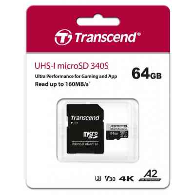Карта памяти Transcend 64GB microSDXC class 10 UHS-I U3 A2 (TS64GUSD340S) Винница