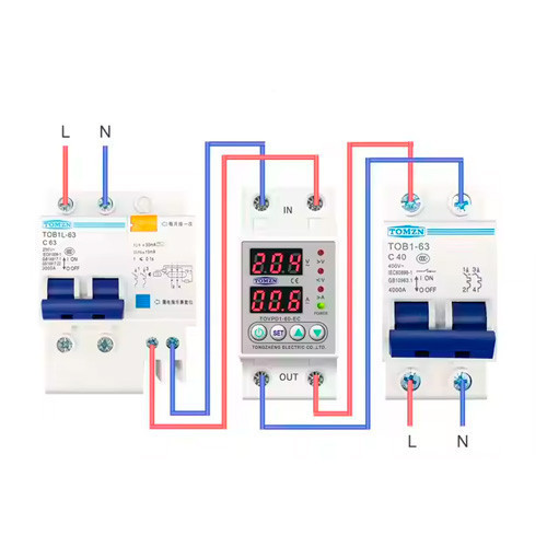 Реле защиты напряжения и тока 220В 63А, TOMZN TOVPD1-60-EC с дисплеем, монтаж 2DIN Киев - изображение 5