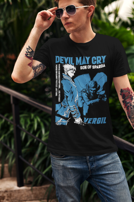 Футболка з аніме принтом Девіл Май Крй Віргіл оверсайз (S/M/L) Чорний AnimeJ0752 Дніпро - фото 4