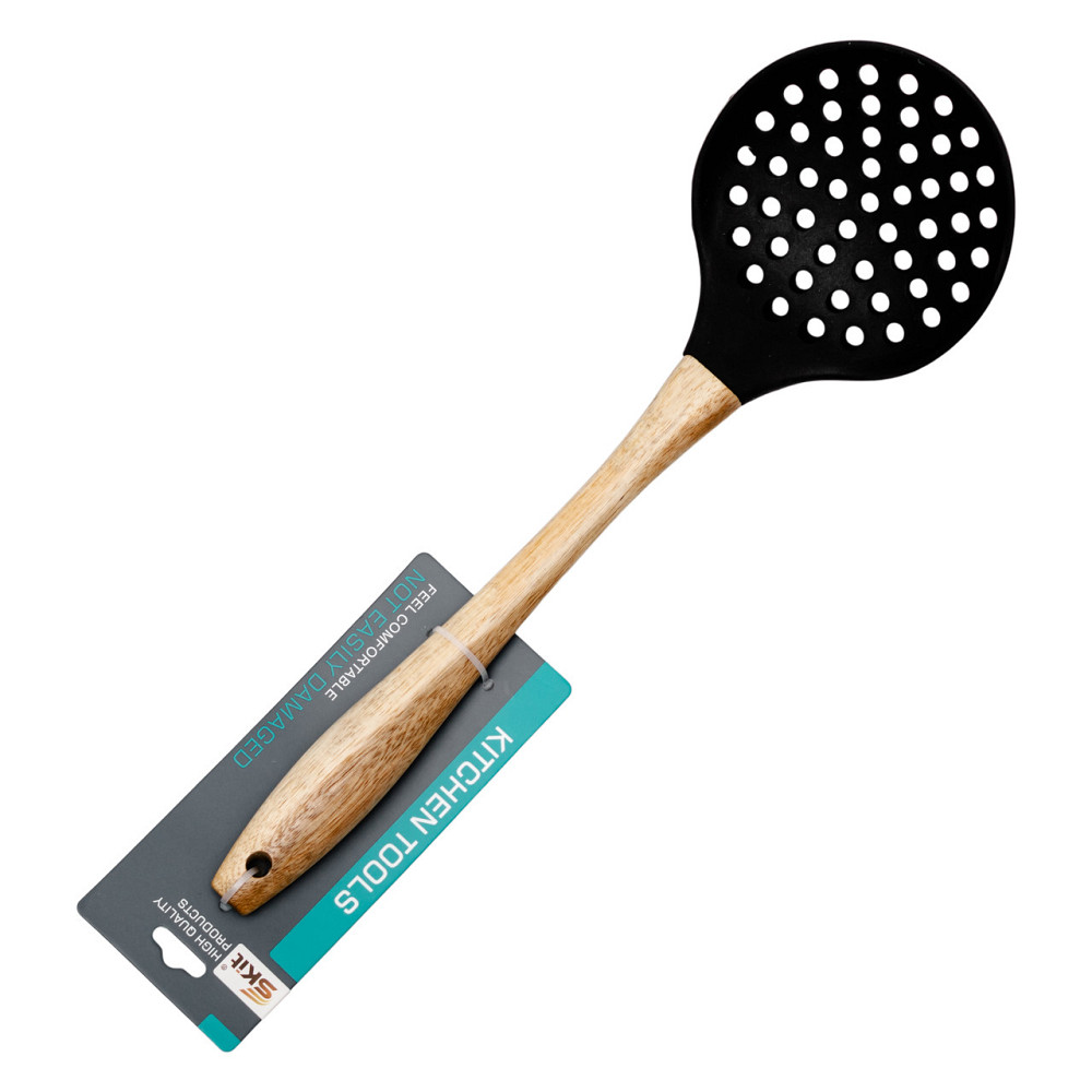 Шумівка для зняття піни силіконова з дерев'яною ручкою 33 (см) ложка шумівка кухонна HP-8-54 Коломия - фото 4