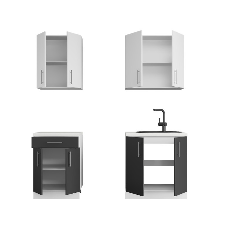 Кухня модульна Эверест Оптима набор №2 Нимфея альба+Антрацит 2 м (без столешницы) (DTM-5697) Львов - изображение 3