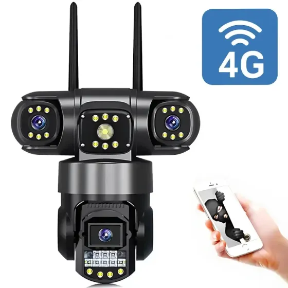 Уличная поворотная IP-камера SC28 V380 Pro: тройной экран, 3 объектива (Wi-Fi / 4G), PTZ 360° и ночное видение Одесса