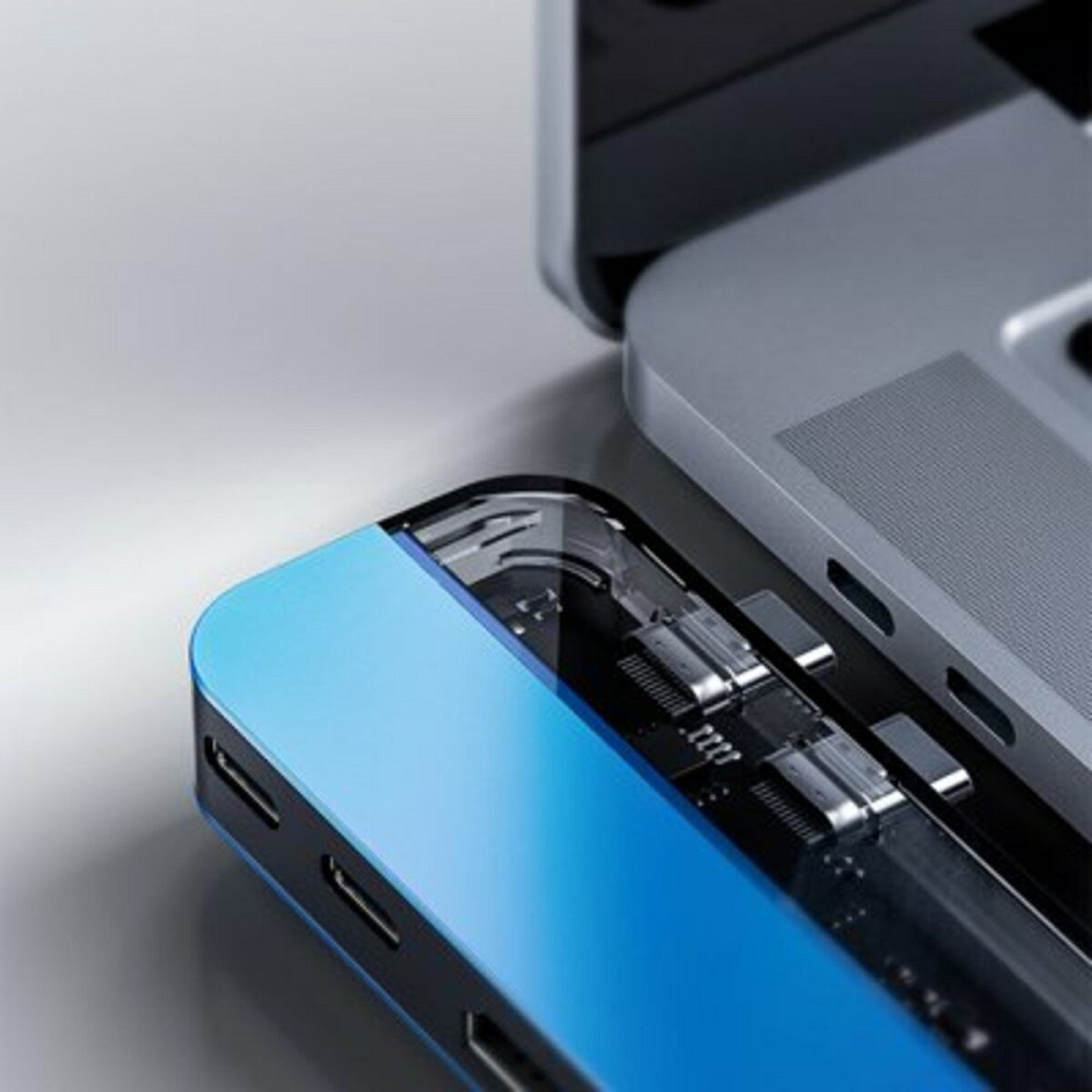USB-Hub Baseus Transparent Series Dual Type-C Multifunctional HUB Adapter Blue Київ - фото 3