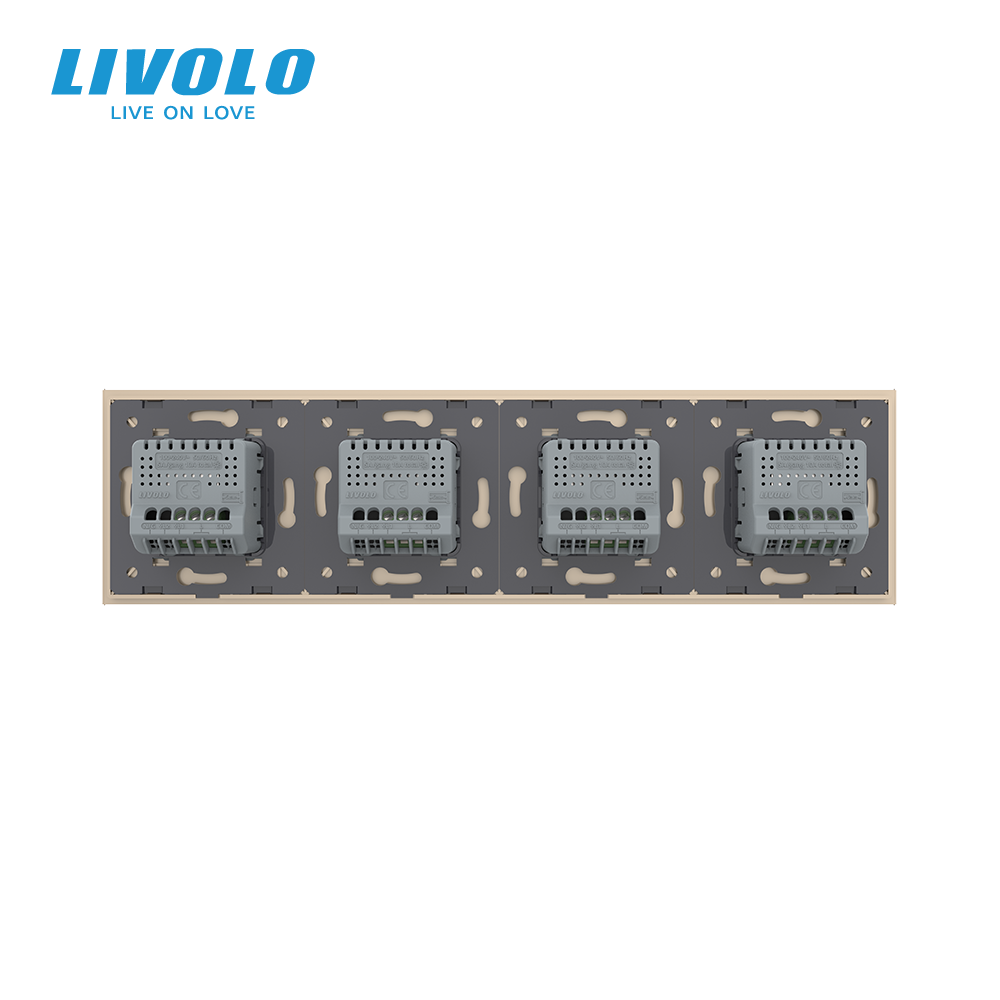 Сенсорний вимикач 4 сенсора (1-1-1-1) Livolo золото скло (VL-C704-13) Коломыя - изображение 3