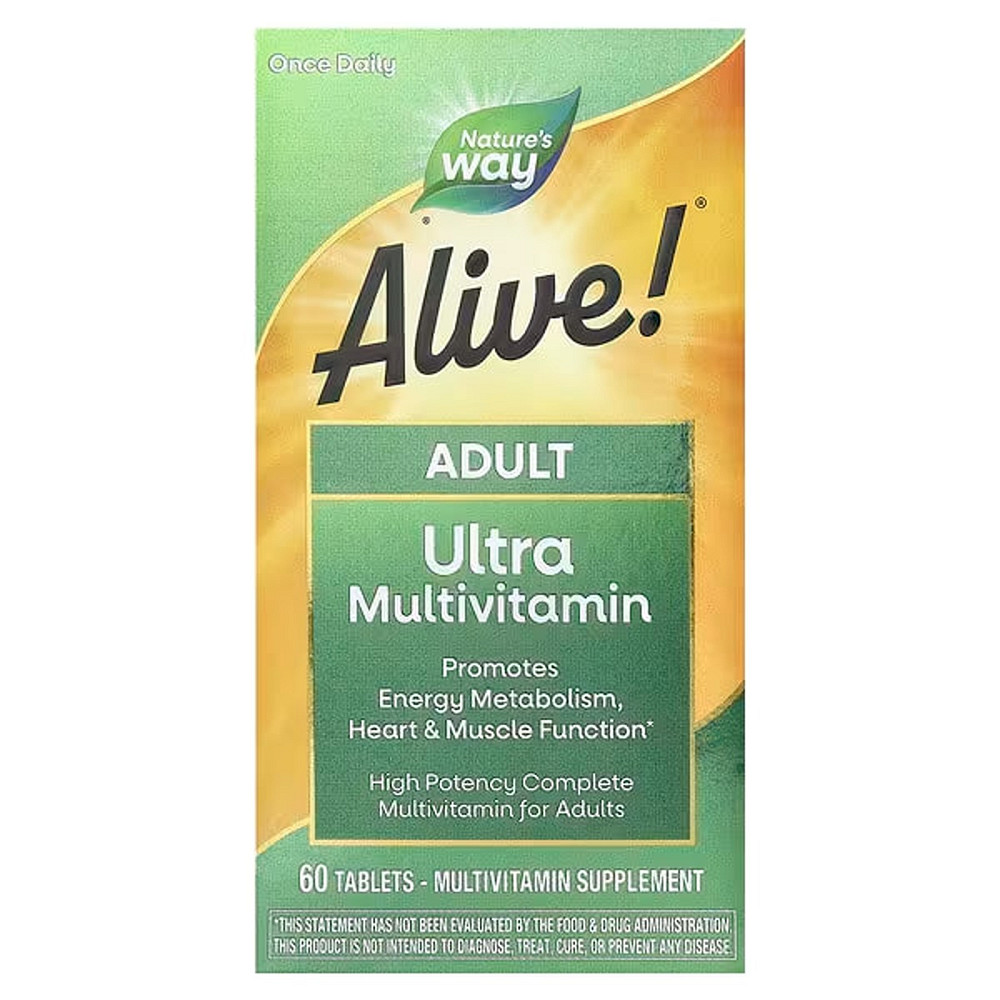 Мультивитамины Alive!, прием один раз в день, Alive!® Adult Ultra Multivitamin, Nature's Way, 60 таблеток Луцк - изображение 1