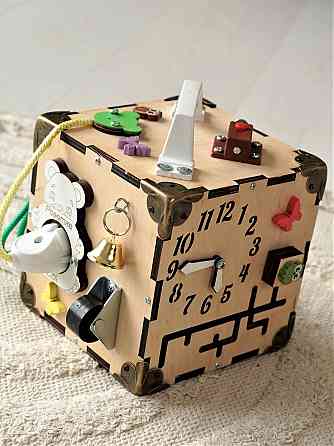 Мінібізікуб без фарби 15*15*15 Дитячий розвивальний куб унісекс міні Розвивальна іграшка Бізіборд Київ