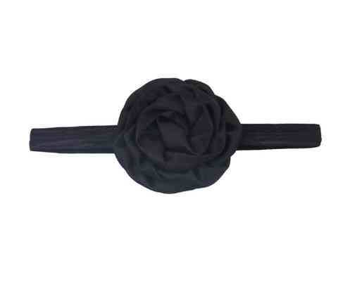 Пов'язка дитяча з трояндочкою чорна - квітка 8см, окружність 36-52см Київ