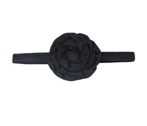 Пов'язка дитяча з трояндочкою чорна - квітка 8см, окружність 36-52см Київ - фото 1