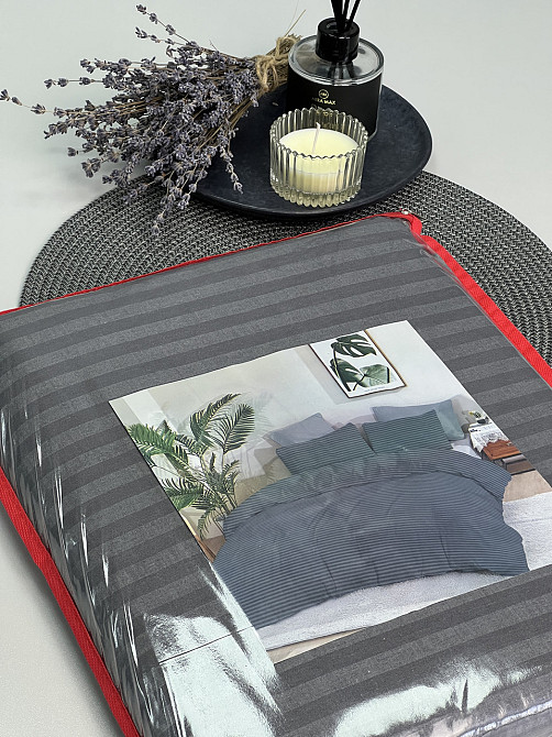 Комплект постельного белья Ideal Textile бязь тауп графит в полоску Двуспальный Евро Черновцы - изображение 5