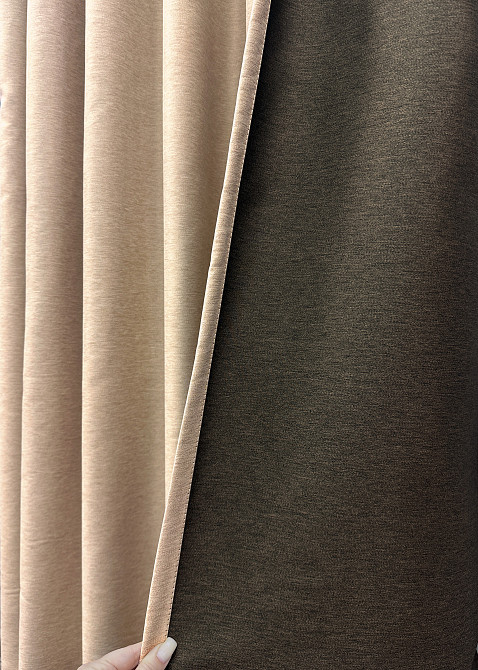 Комплект готовых штор VR-Textil Блэкаут двусторонний Eclipsе № 1817ш Песочный 150х270 см 2 шт (33-0798) Киев - изображение 8