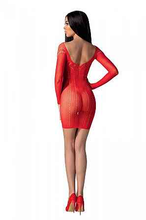 Полупрозрачное мини-платье Passion BS101 One Size, red, рукава-митенки Sex Aura Киев