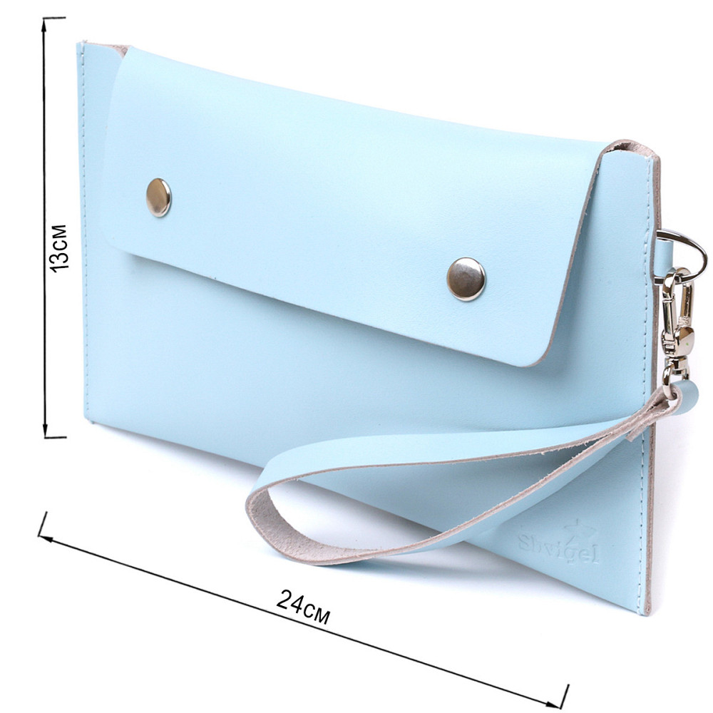 Кожаная женская тревел-косметичка Shvigel 16424 Голубой Киев - изображение 3