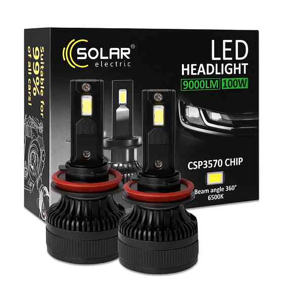 Автолампа Solar LED H8-H11-H16 12/24V 100W 9000Lm 6500K CSP3570 2шт Львів