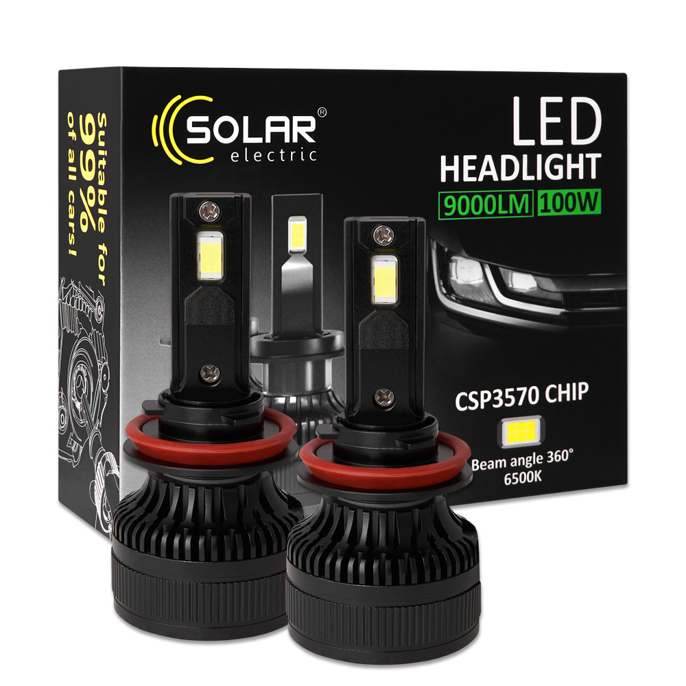 Автолампа Solar LED H8-H11-H16 12/24V 100W 9000Lm 6500K CSP3570 2шт Львів - фото 1