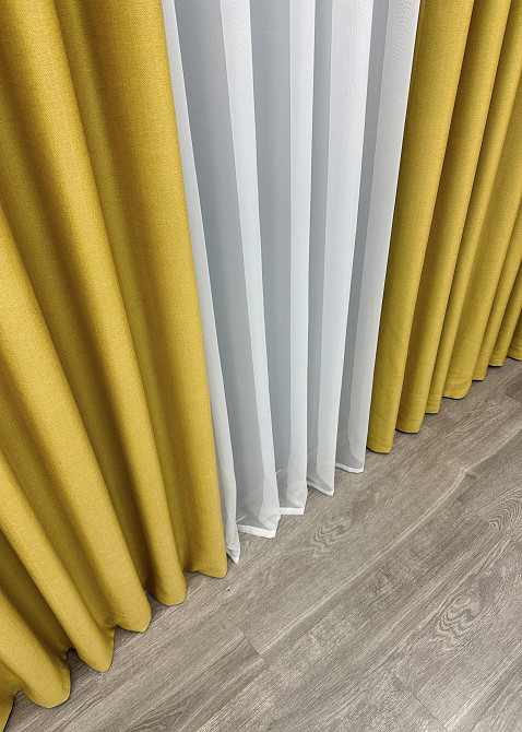 Шторна тканина Шеніл однотонний колір гірчичний 1897ш Київ - фото 6