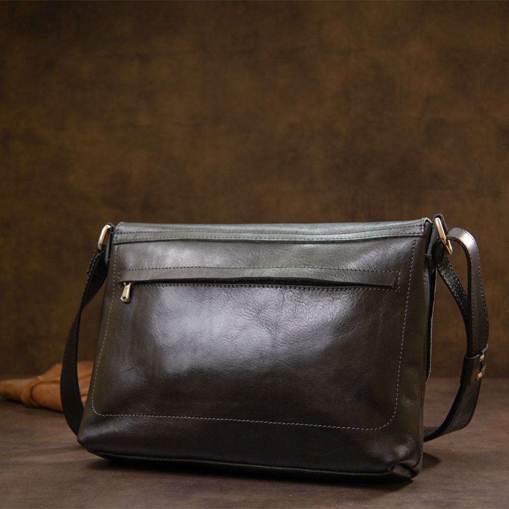 Кожаная мужская прямоугольная сумка GRANDE PELLE 11429 Черный Киев - изображение 9