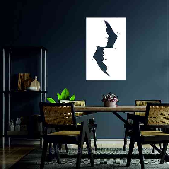 Декоративне настінне 3D Панно «Силует пари», Декор на стіну з об'ємом 50*31 см, Білий Київ