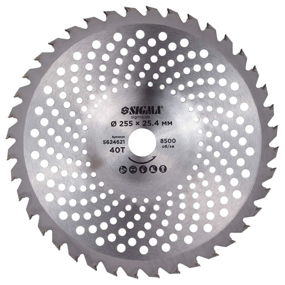 Диск для триммера с твердосплавными напайками Ø255×25.4мм 40Т волнообразный SIGMA (5624621) Киев - изображение 1