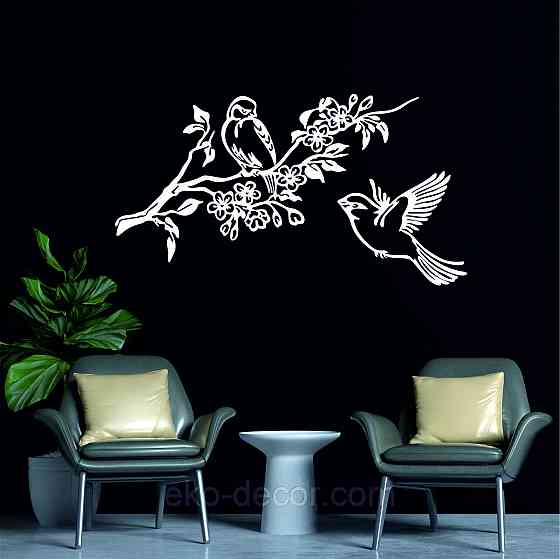 Декоративное настенное Панно «Птички», Декор на стену 90*50 см, Белый Киев