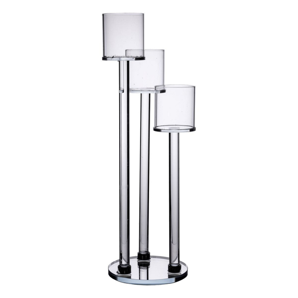 Підсвічник скляний на 3 свічки 12×37.5 см підсвічник декоративний прозорий на ніжці HP-4-13 Коломия - фото 1