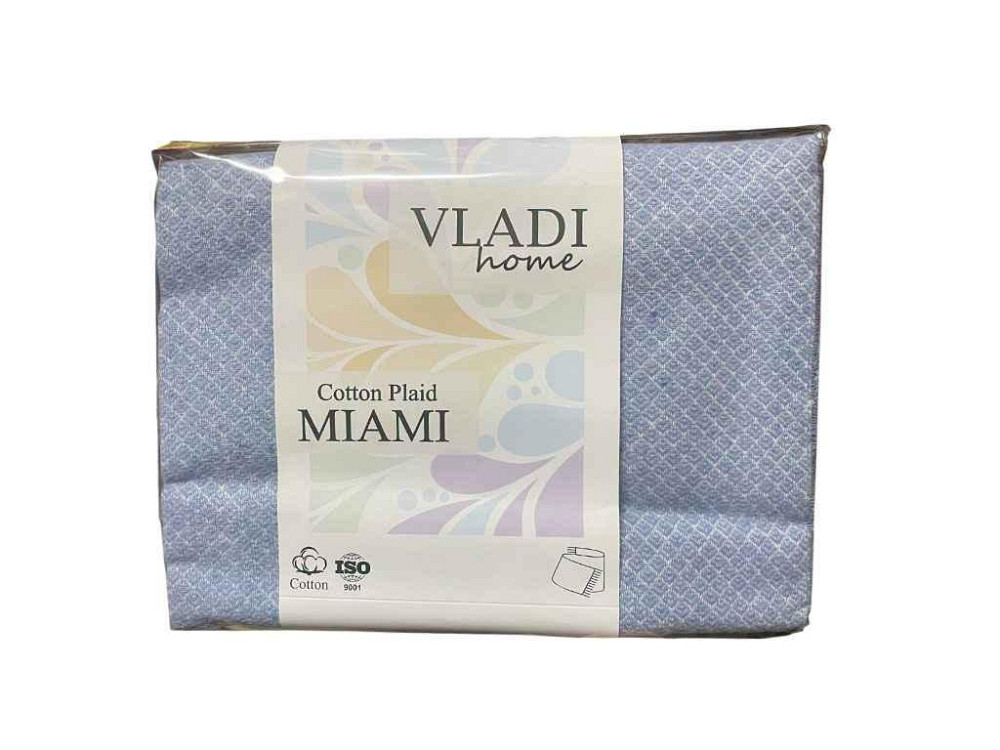 Плед 140*200 MIAMI Megan біл-сір-блакитн ТМ VLADI Київ - фото 1