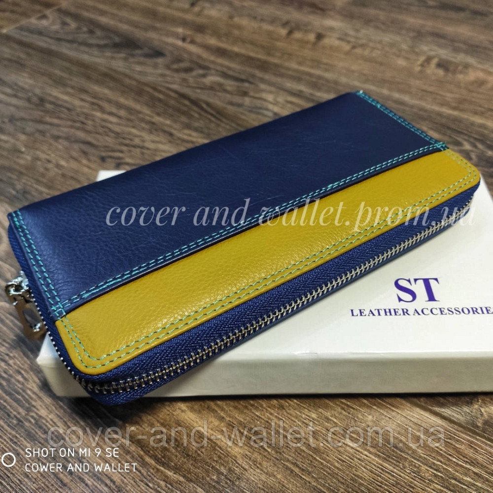 Модний жіночий шкіряний гаманець на блискавці синього кольору ST SB 71 Київ - фото 1