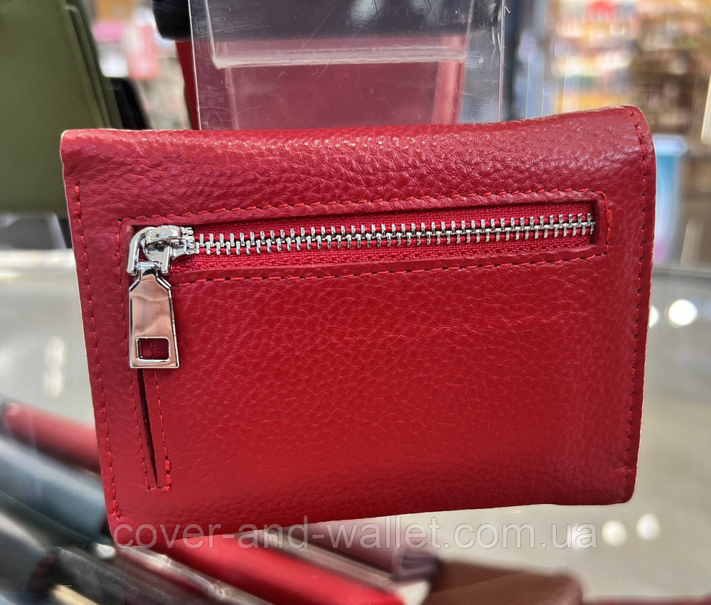 Маленький женский кожаный кошелек красного цвета на магнитах Helen Verde Киев - изображение 15