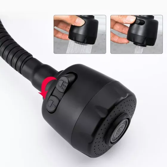 Смеситель для кухни Frap F40993-6 с гибким изливом, 2 режима, черный Киев