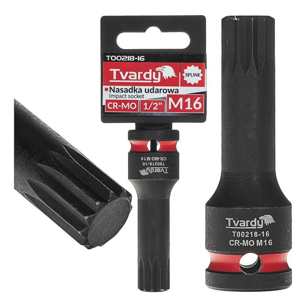 Головка ударна "Tvardy" з хром-молібденової сталі (Cr-Mo)  1/2"  Spline M16  довжиною  77мм Киев - изображение 2