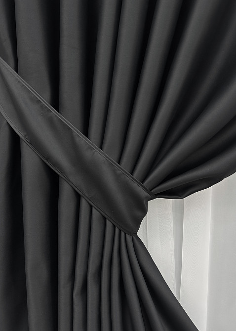 Комплект готовых штор VR-Textil Bagema Rvs № 1895ш Черный 100х265 см 2 шт (39-931) Киев - изображение 5