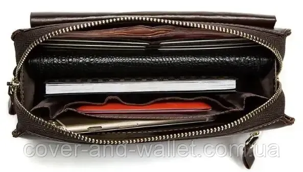Солидный мужской клатч из натуральной кожи на молнии Marco Coverna MC 8739-3 Black Киев - изображение 6