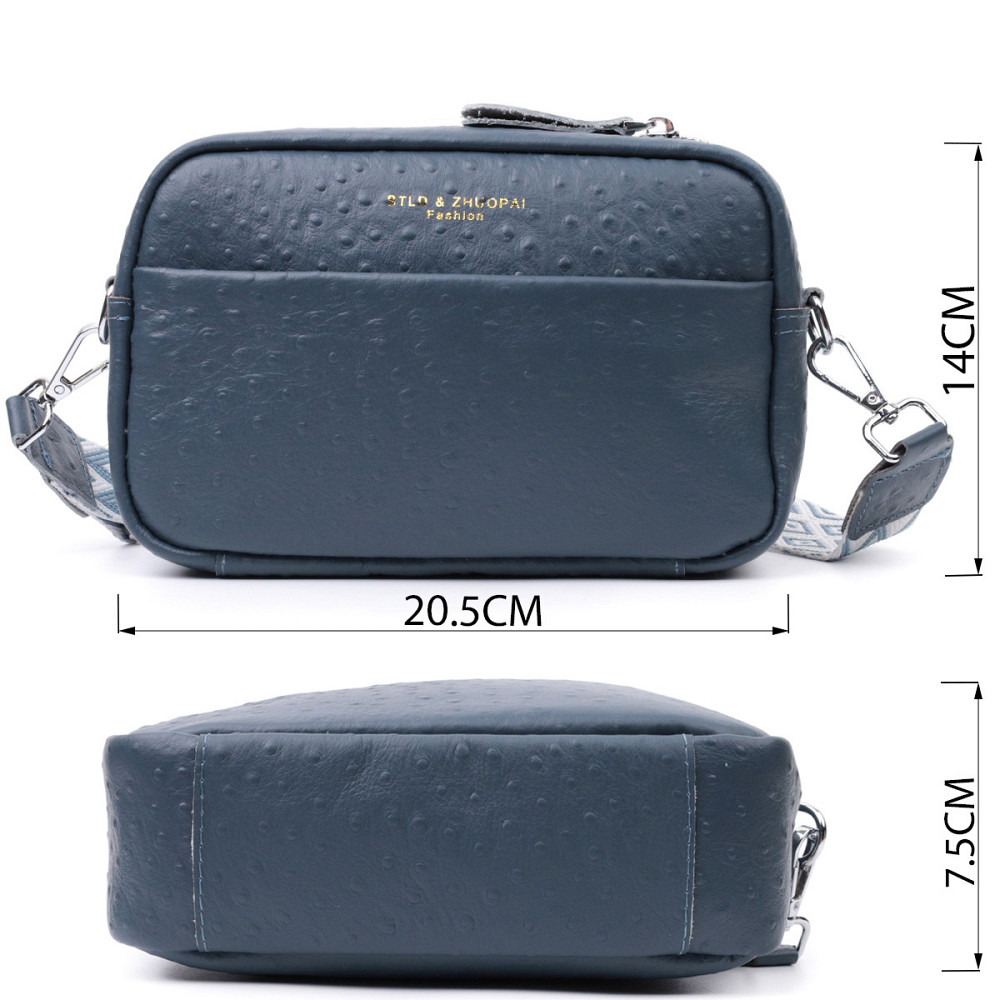 Цікава сумка для жінок із фактурної натуральної шкіри Vintage 22661 Синя Київ - фото 3