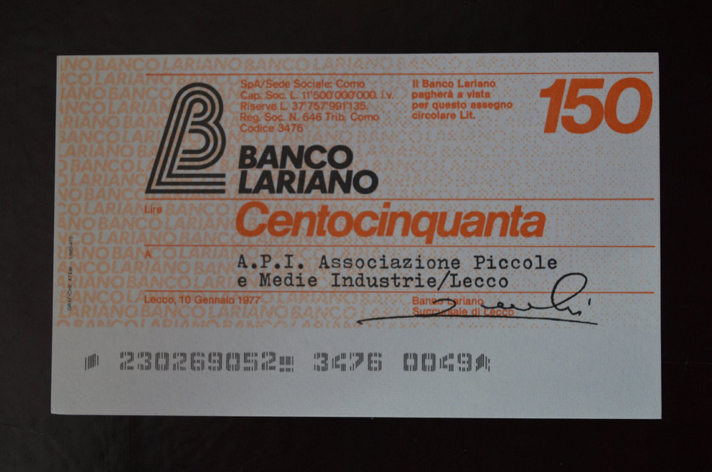Чек. Італія 150 Лір 1977год (ЧК-1) ЛОТ 18 Полтава - фото 1