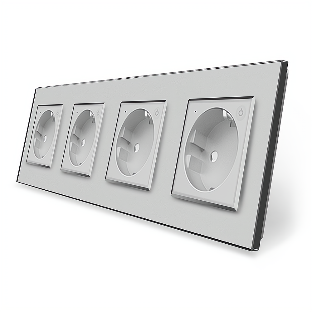 LIVOLO Чотиримісна розумна розетка ZigBee із заземленням Livolo сірий (VL-C7FCTC16AZ-8IP) Коломия - фото 1