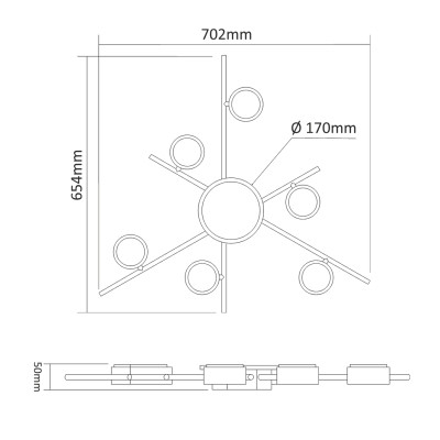 Світильник Videx під лампу 6xGX53 накладний з підсвіткою (VL-SPF22B-BB) Вінниця - фото 3