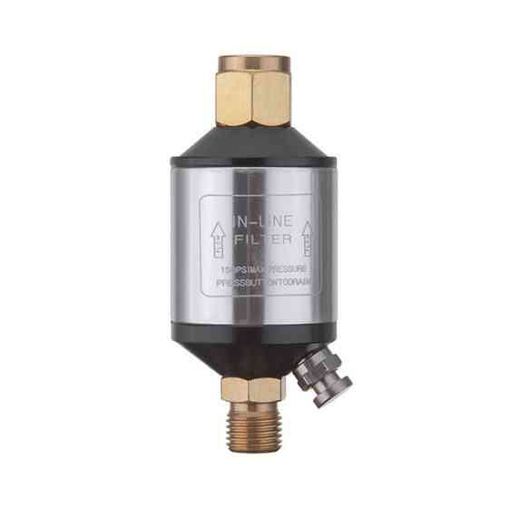 Міні фільтр 1/4", 20 мкм, до 400 л/хв, до 10 атм, металевий захист колби, для фарбувального пістолета INTERTOOL PT-1403 Київ