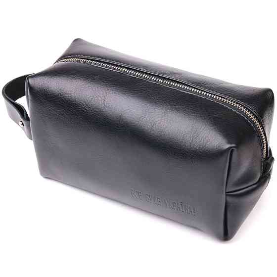 Несесер чоловічий великого розміру з гладкої шкіри на блискавці Чорний (GRANDE PELLE) Київ