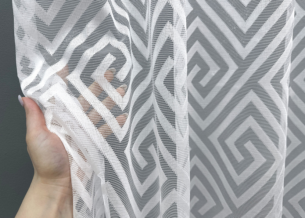 Тюль VR-Textil 1559т Ромб Меандр Жакард Белый 350х270 см (42-0062) Киев - изображение 12