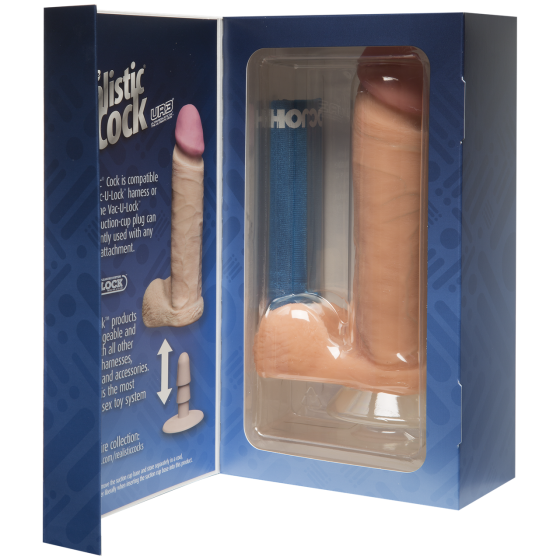 Фаллоимитатор Doc Johnson The Realistic Cock 8 inch White - ULTRASKYN, Vack-U-Lock (мятая упаковка!!!) Sex Aura Киев