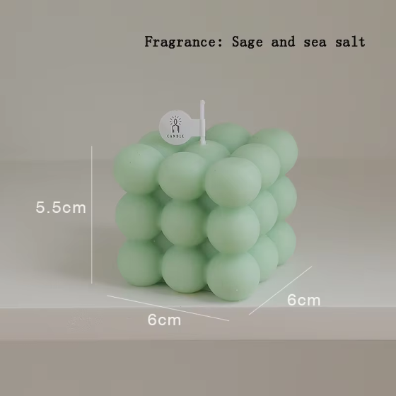 Свічка у формі бульбашковий куб у зеленому кольорі Кам'янець-Подільський