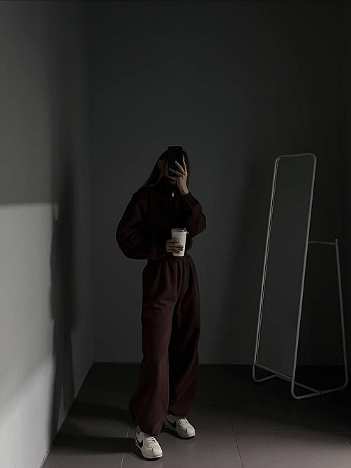 Женский теплый повседневный комбинезон трехнить на флисе Шоколад, 46/48 Одесса - изображение 3