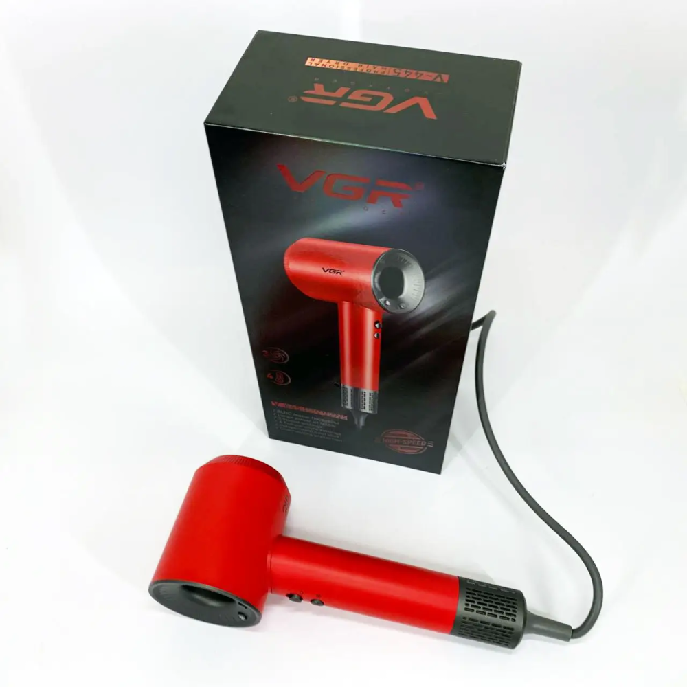 Фен професійний VGR V-445 (3 рівні обдування, 4 рівні температури) 1600W Червоний Вінниця - фото 4