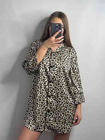 Женская ночная рубашка удлиненная шелковая Леопард5 M Харьков