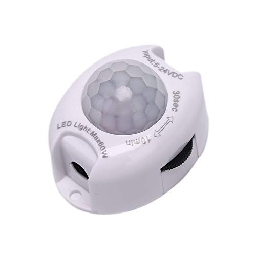 Інфрачервоний датчик руху PIR 5-24В 5А для LED стрічки 30-600с 120° 3-5м автоматичний вимикач 48x35x31мм Київ - фото 2