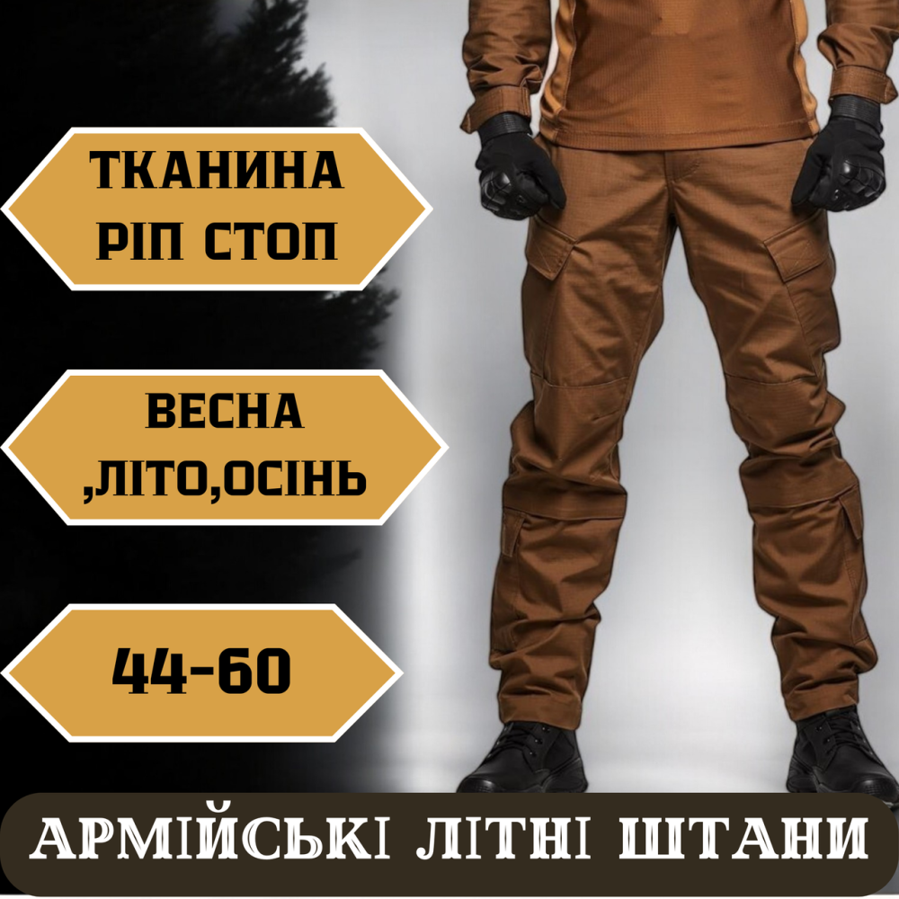 Військові чоловічі літні койот штани, літні штурмові ріп-стоп штани койот для зсу Львів - фото 1