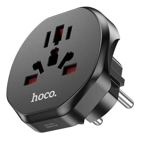 Мережевий адаптер HOCO AC6 Unimpeded universal conversion plug Black Київ