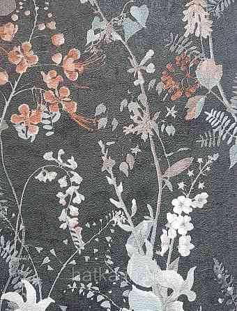 Обои виниловые на флизелине AS creation TheBos 0.53х10 растения листья цветы ягоды бирюза коричневые на черном Киев