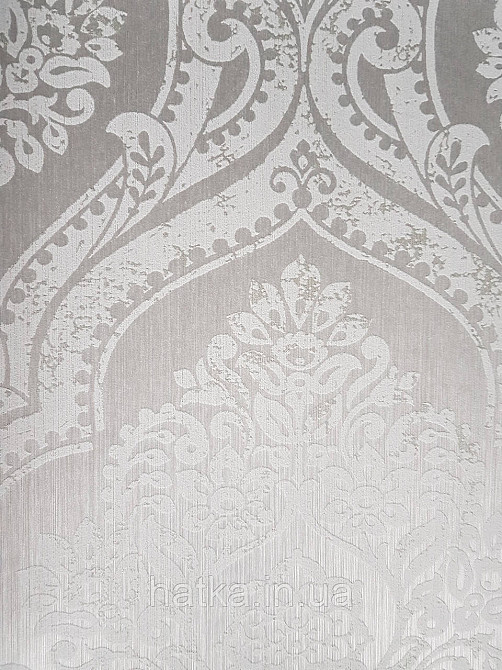 Шпалери текстильні еко 0.53х10.05 Rasch Textil Valentina класика вензелі дамаски сіре на сірому Київ - фото 1