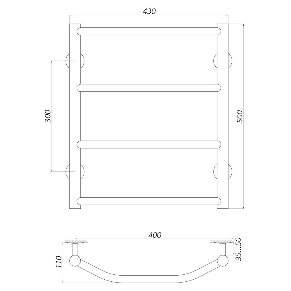 Сушарка для рушників UNIO LT W 500-400-4 Драбинка Трапеція вода Київ - фото 5